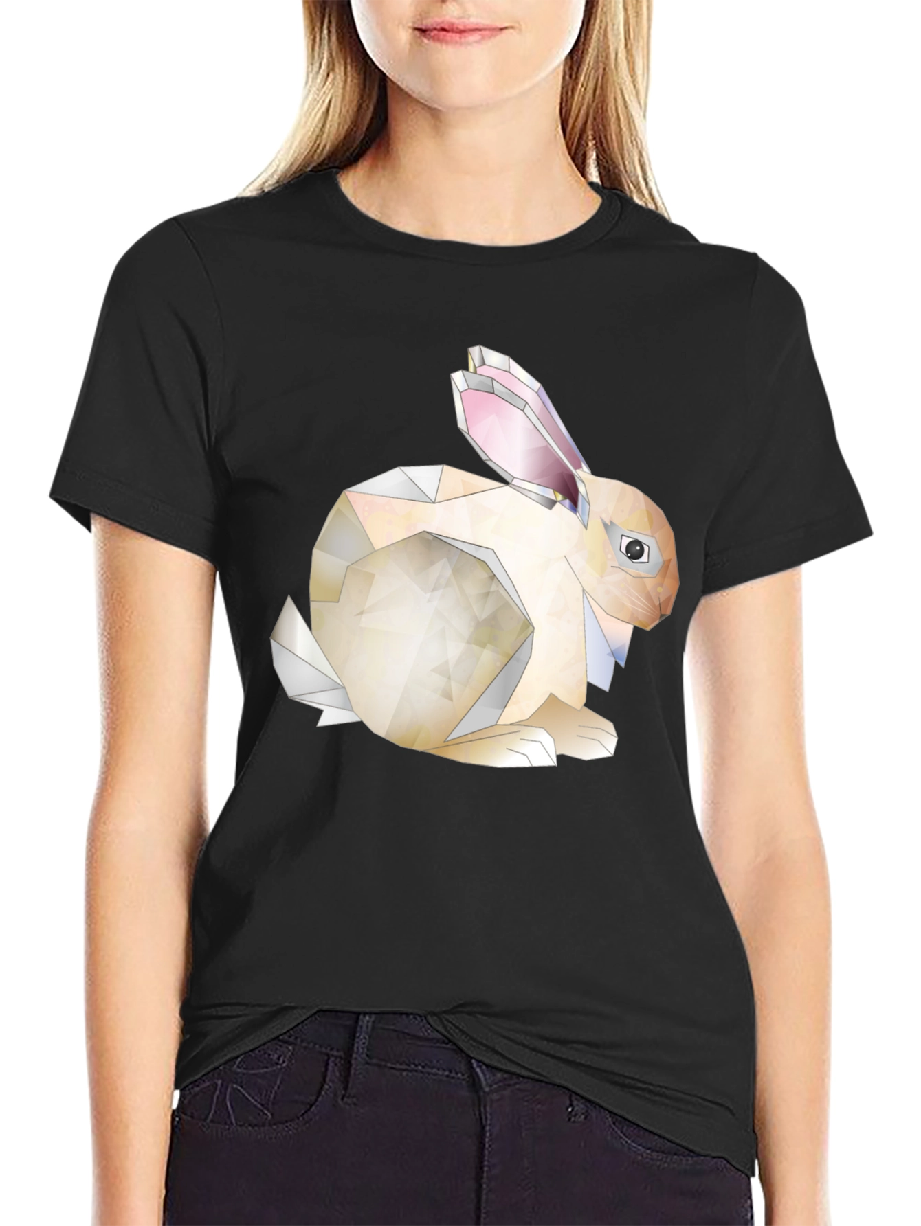 Geometric Bunny Graphic Tee - Unique Style