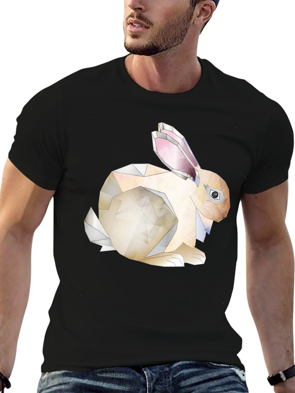 Geometric Bunny Graphic Tee - Unique Style