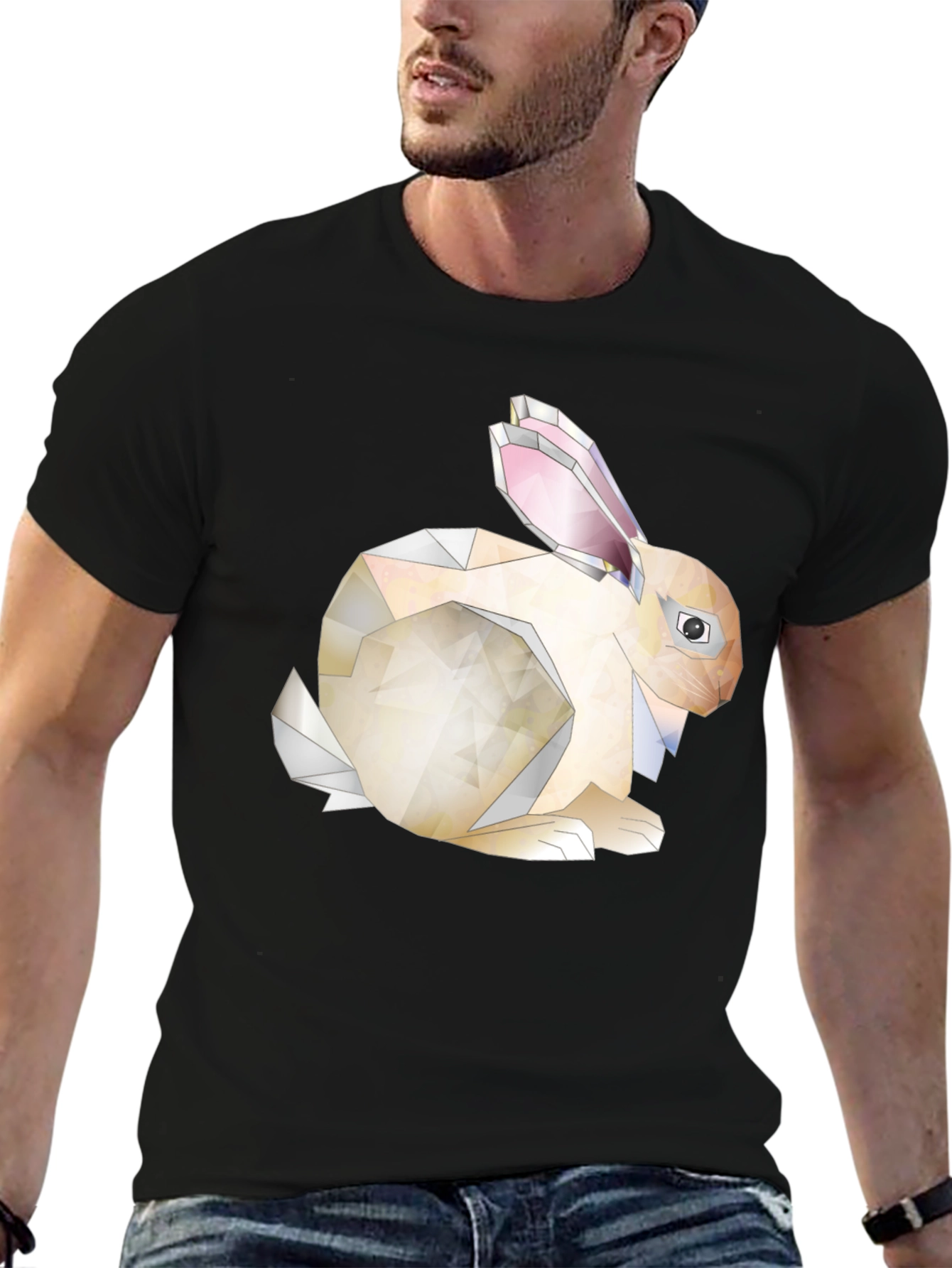 Geometric Bunny Graphic Tee - Unique Style