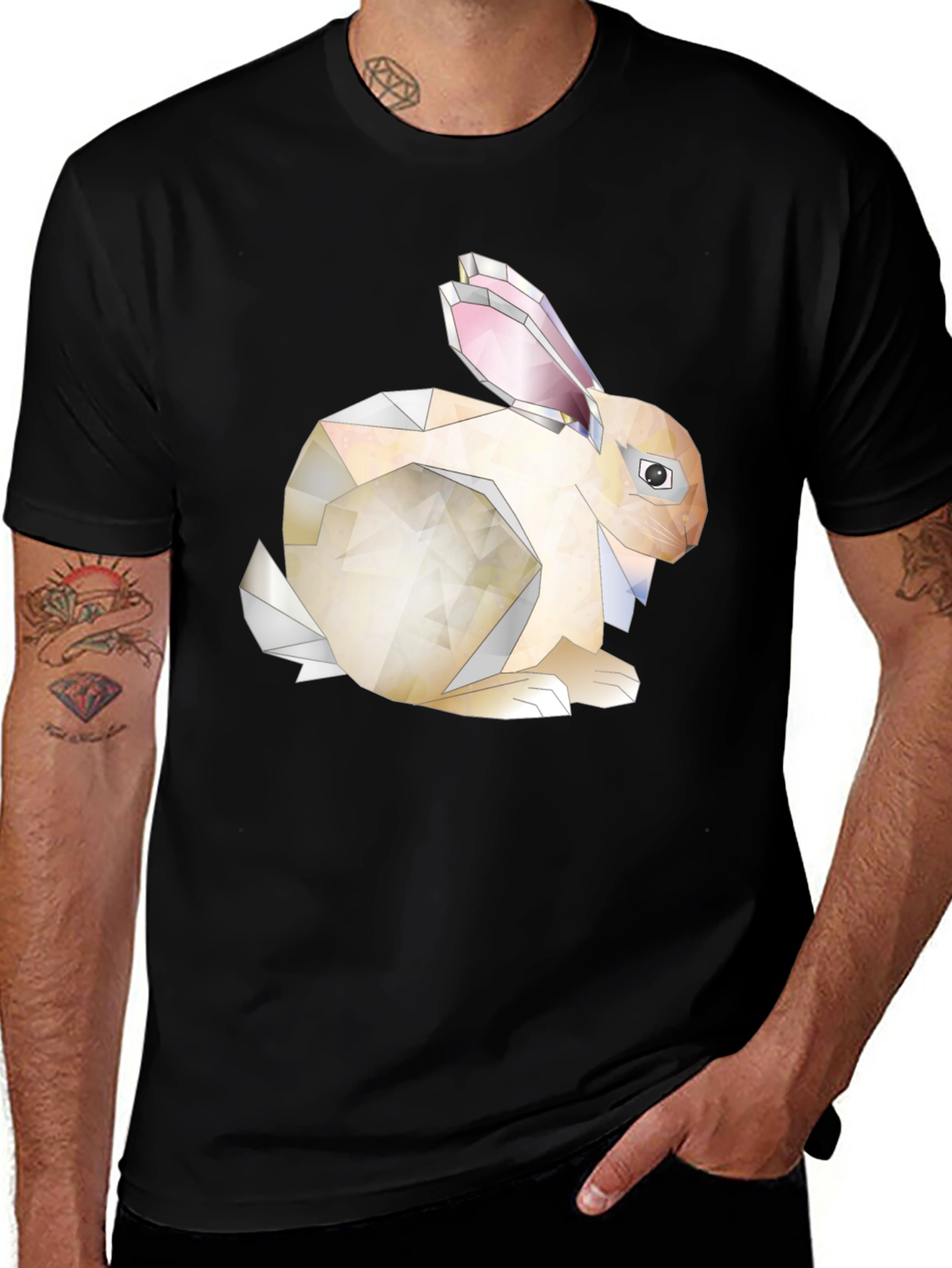 Geometric Bunny Graphic Tee - Unique Style