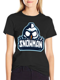 Snowman Graphic Print Black T-Shirt