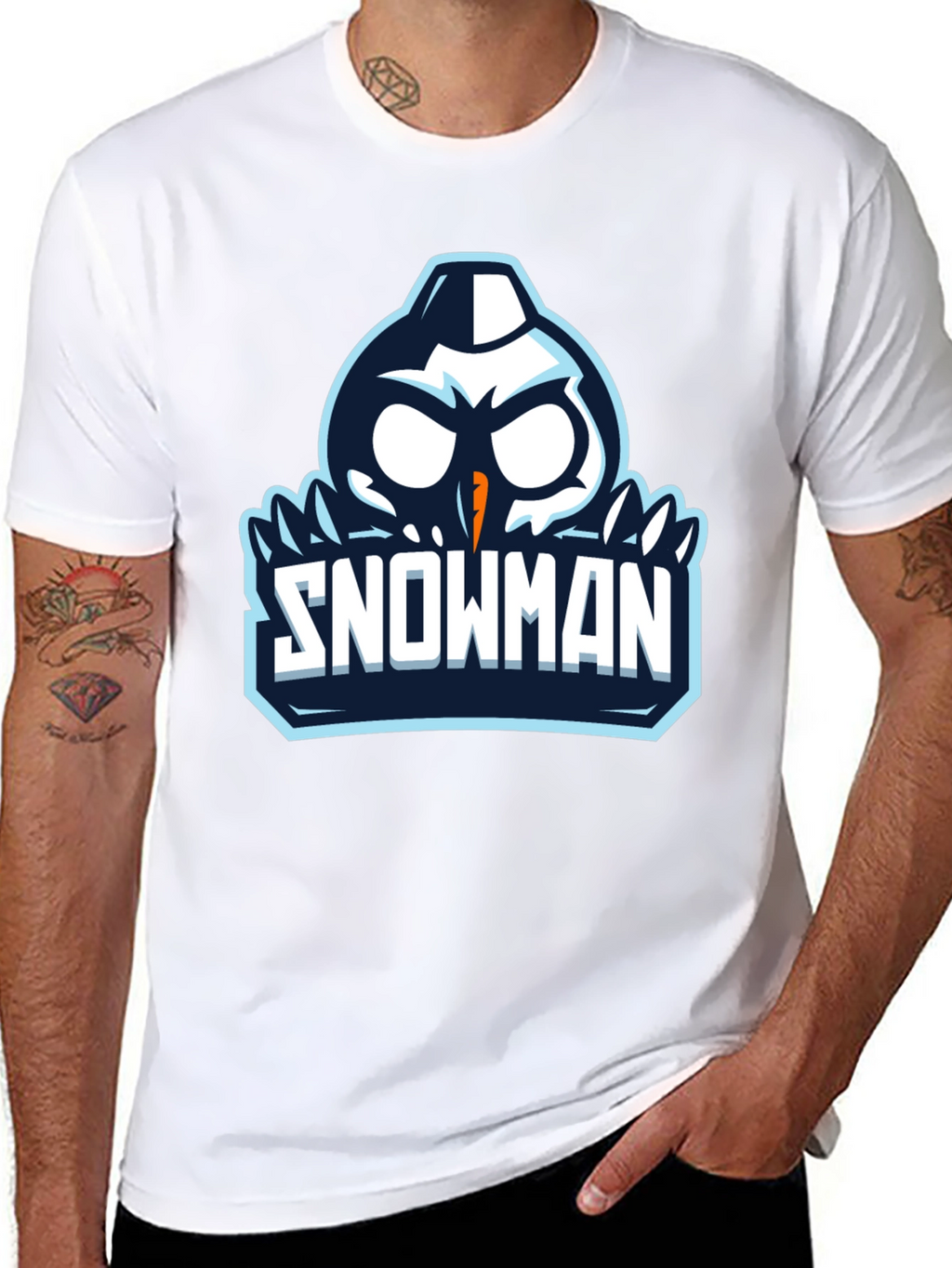 Snowman Graphic Print Black T-Shirt
