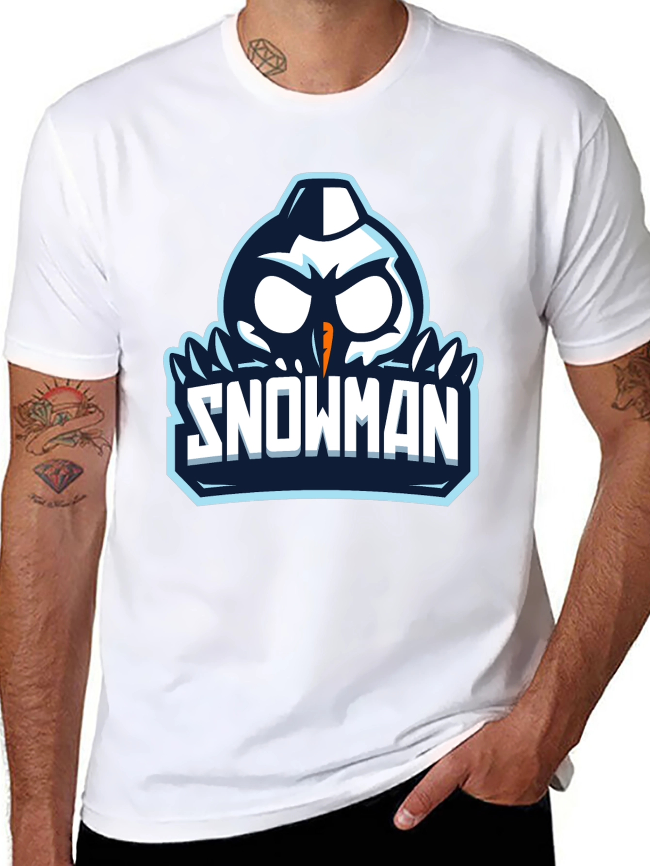 Snowman Graphic Print Black T-Shirt