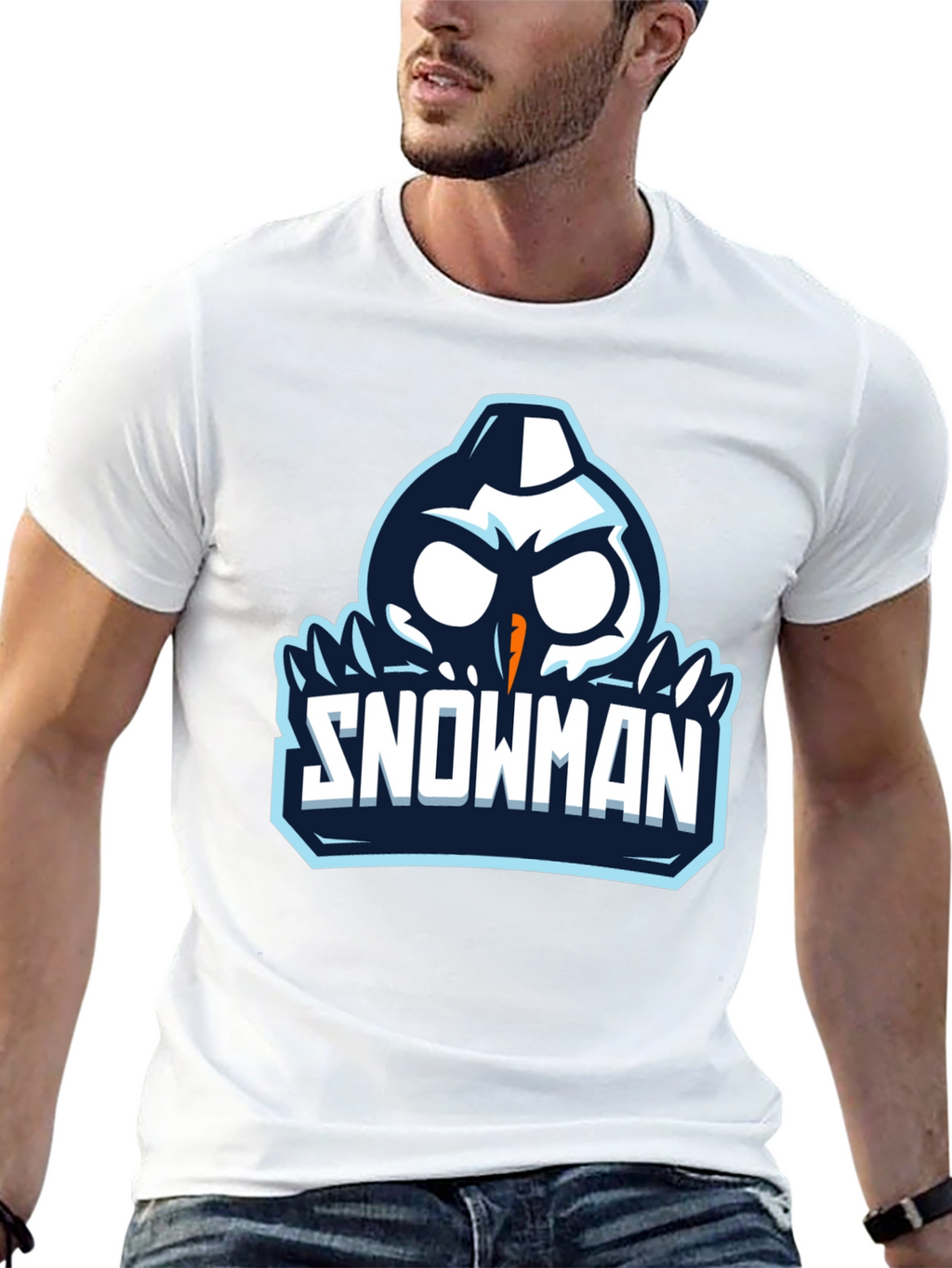 Snowman Graphic Print Black T-Shirt