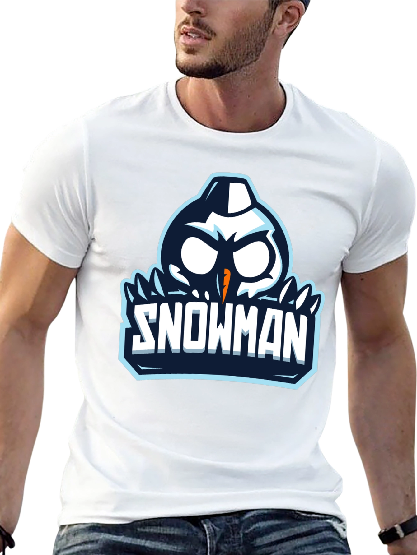 Snowman Graphic Print Black T-Shirt