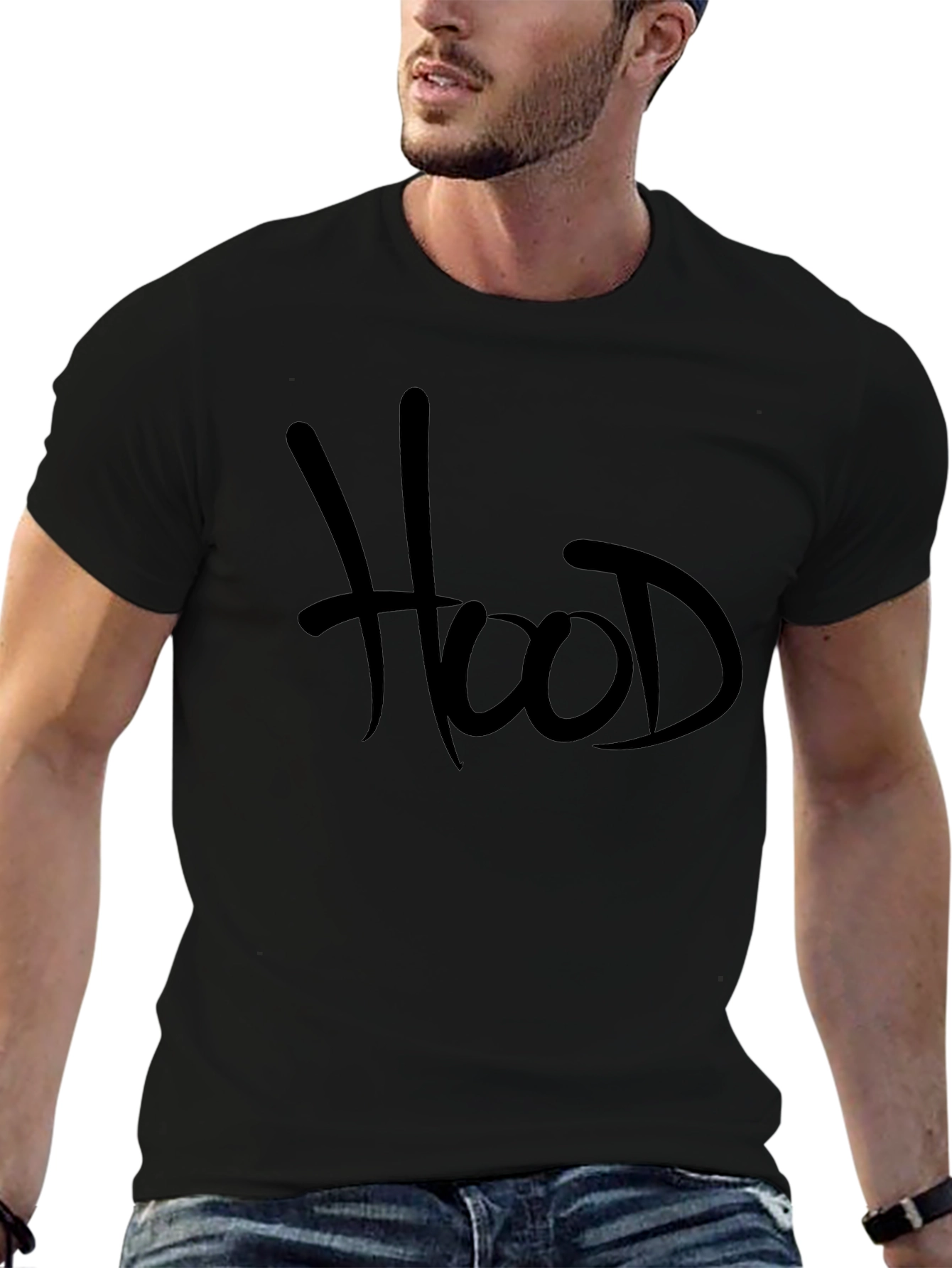 Hood Graphic Tee - Black Casual T-Shirt