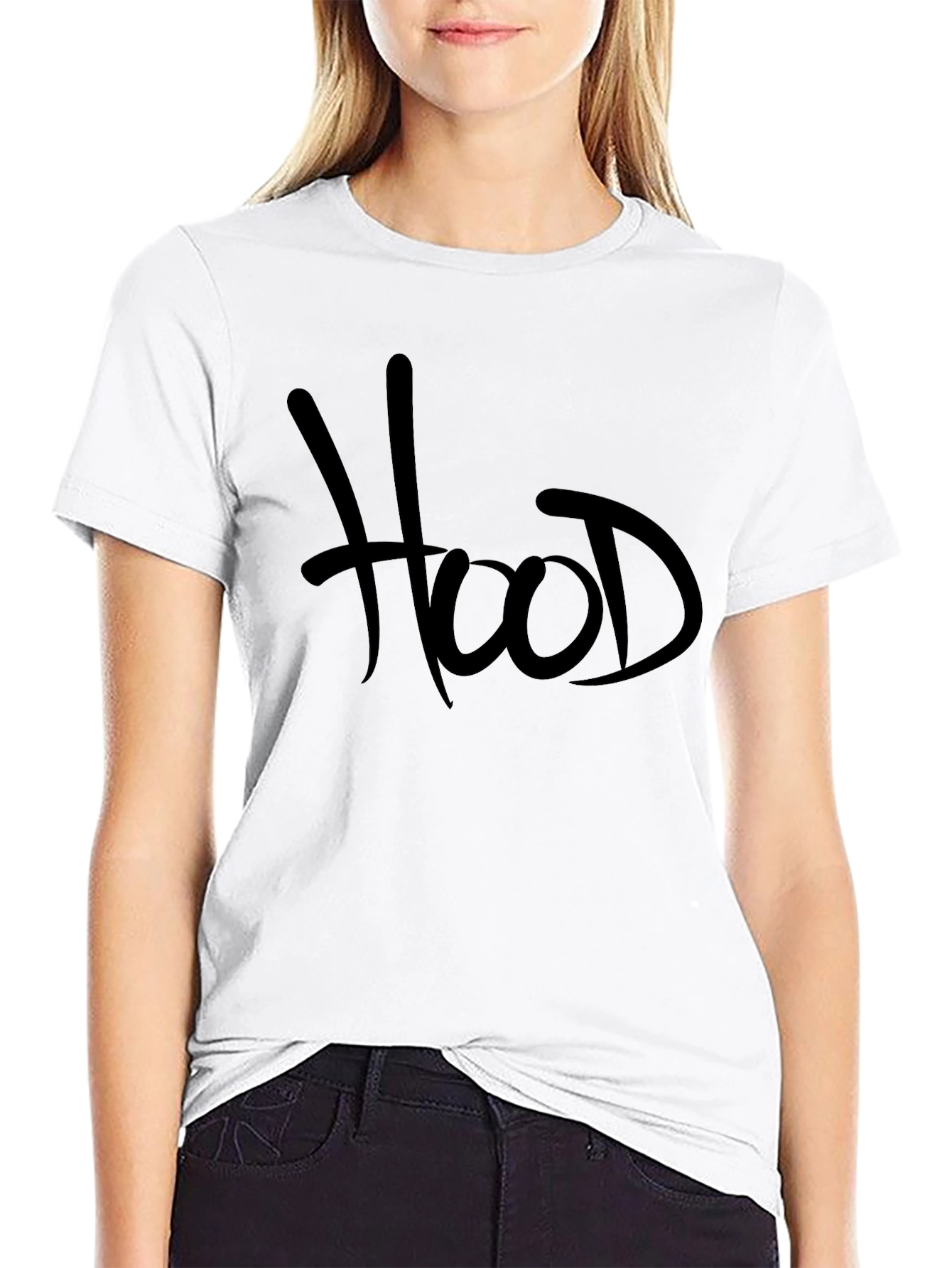 Hood Graphic Tee - Black Casual T-Shirt