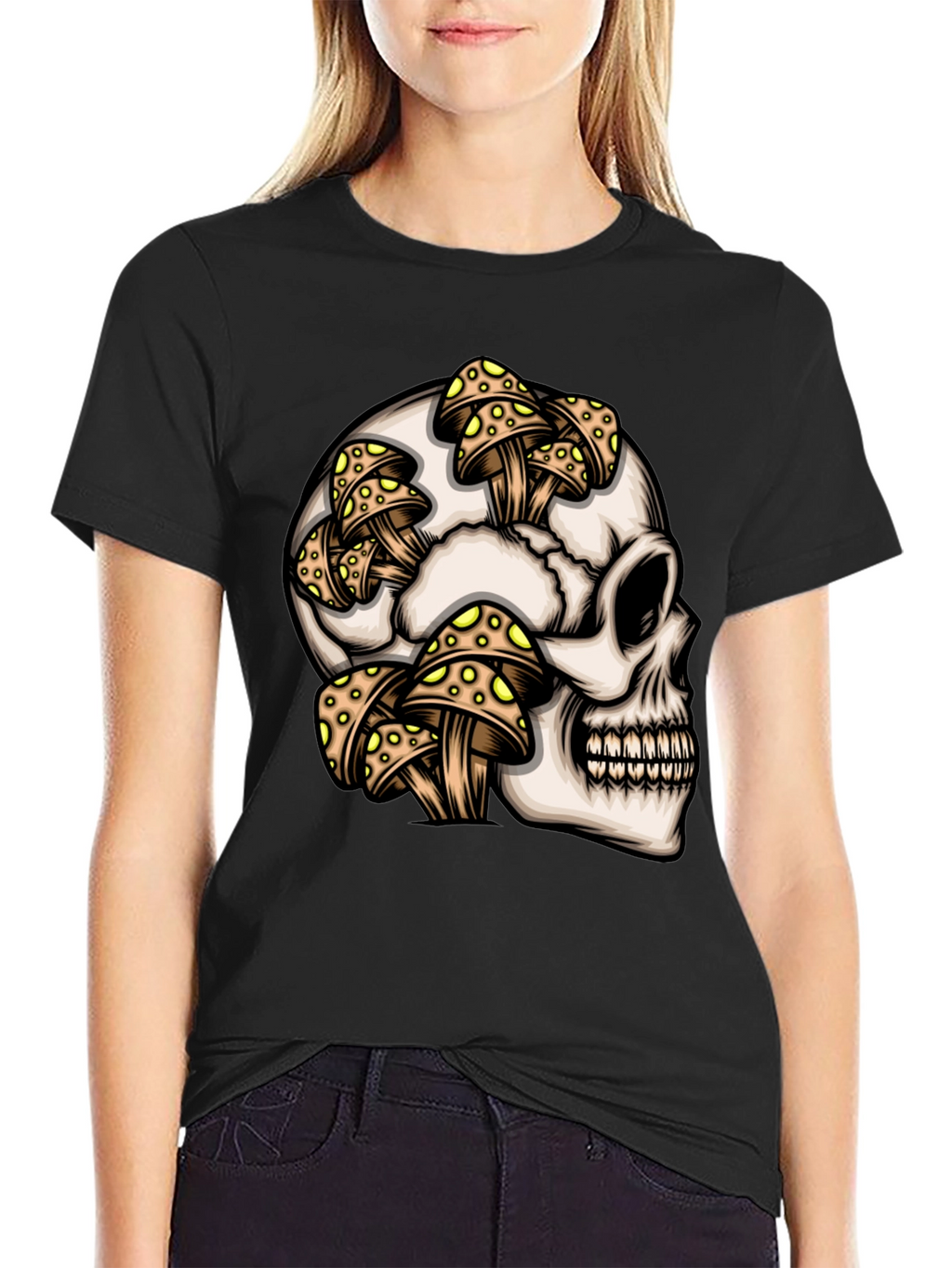 Skull & Mushroom Graphic T-Shirt - Unique Design