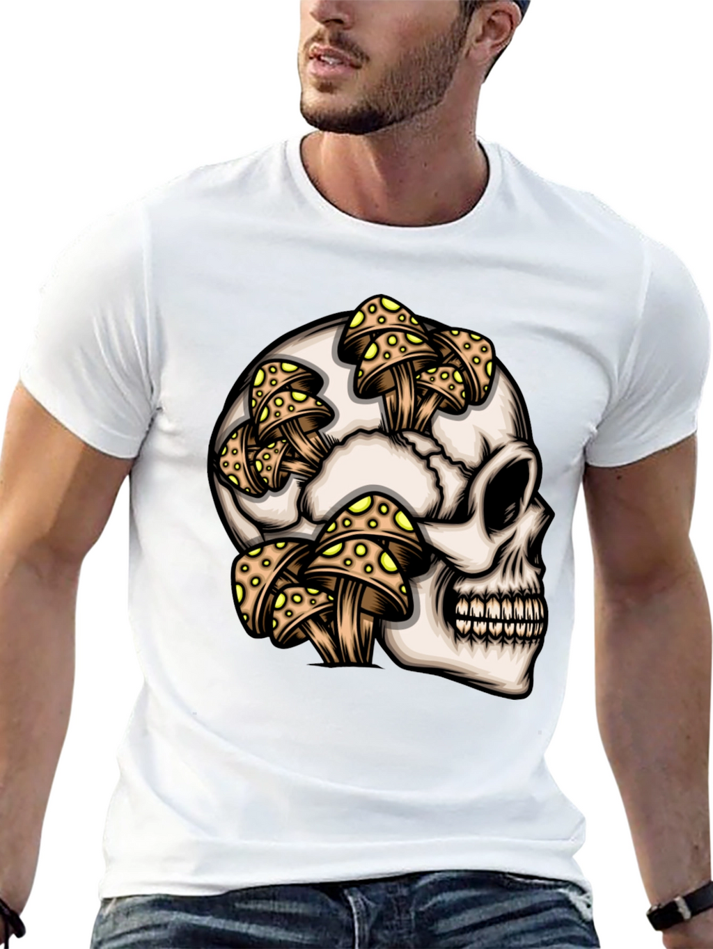 Skull & Mushroom Graphic T-Shirt - Unique Design
