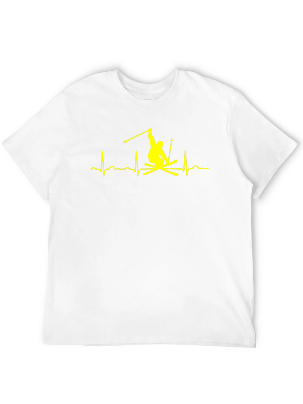 Skiing Heartbeat T-Shirt - Black Cotton Tee