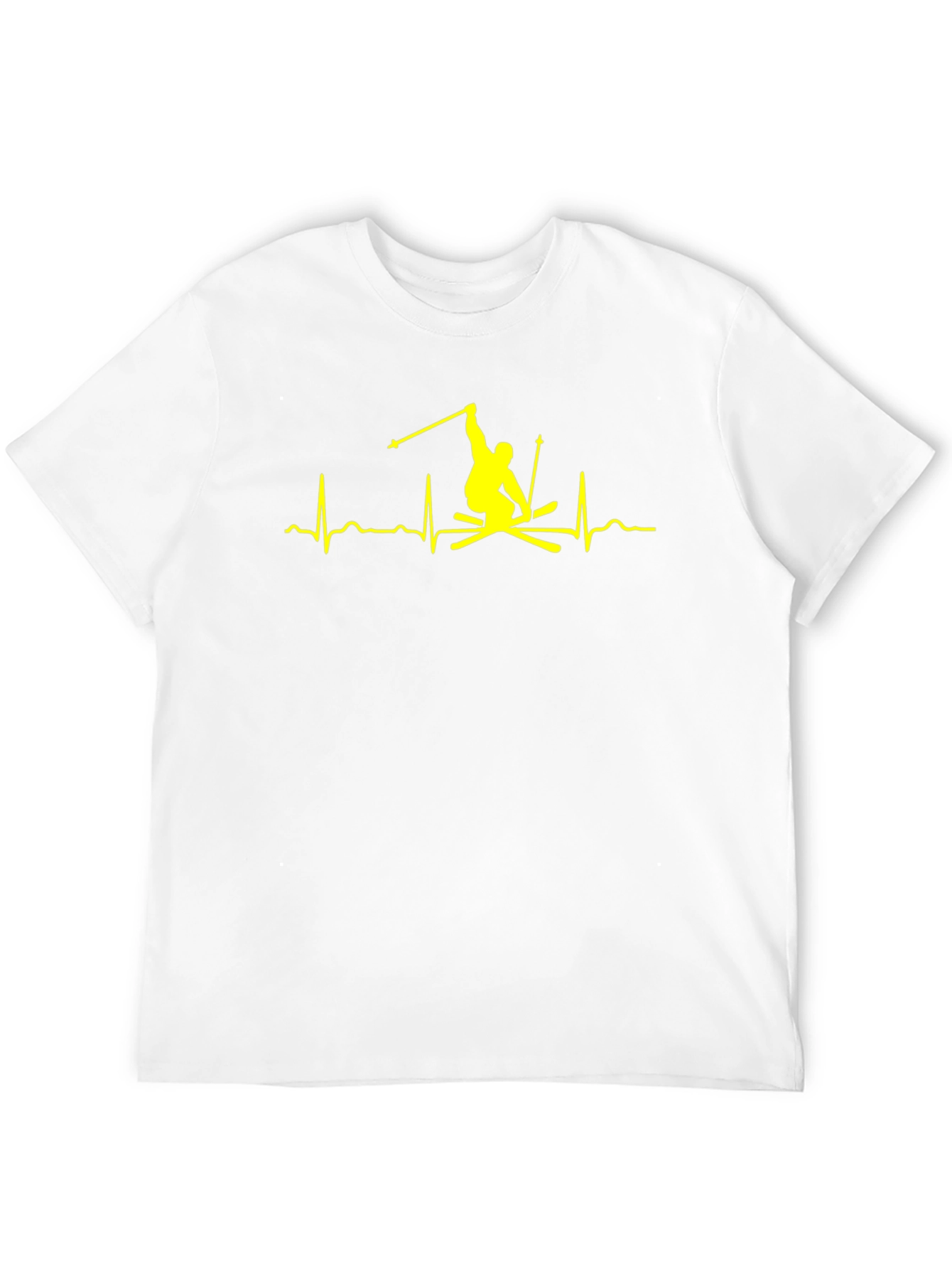 Skiing Heartbeat T-Shirt - Black Cotton Tee