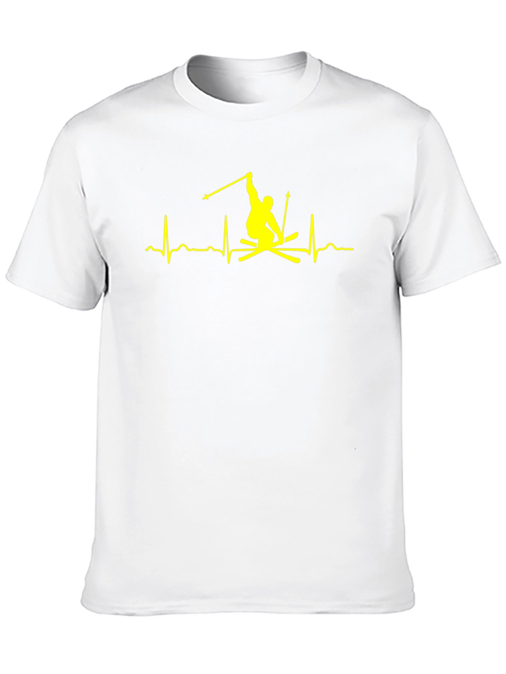 Skiing Heartbeat T-Shirt - Black Cotton Tee