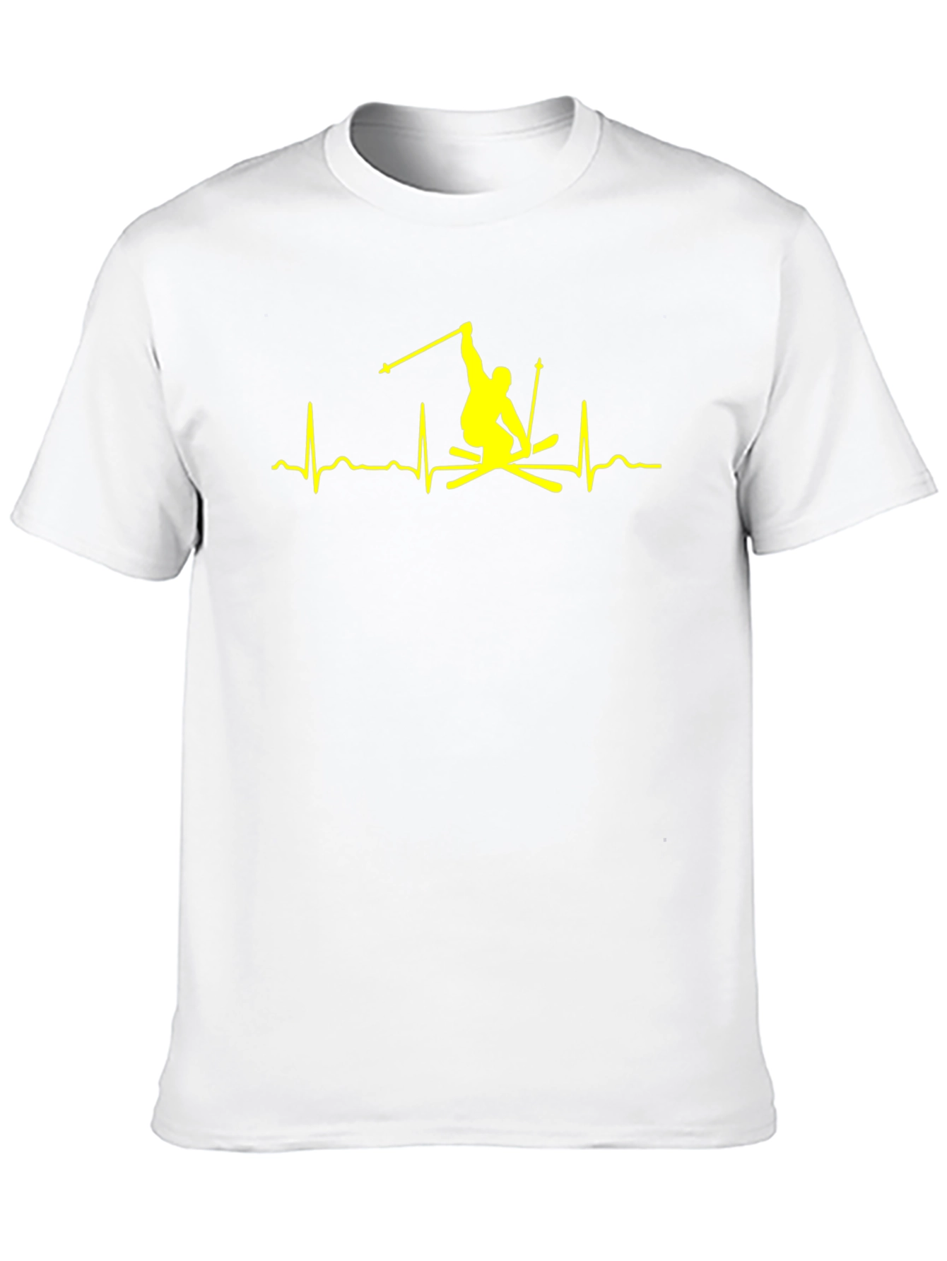 Skiing Heartbeat T-Shirt - Black Cotton Tee