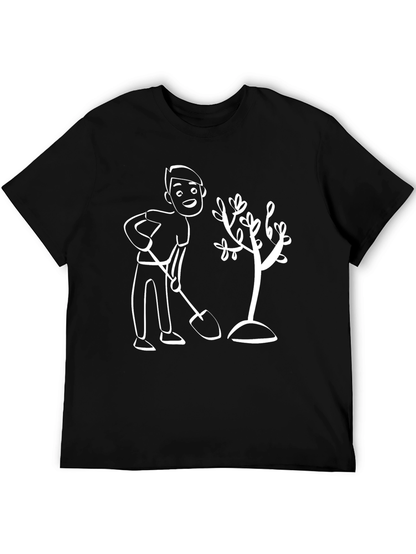 Cartoon Gardener Graphic T-Shirt - Black