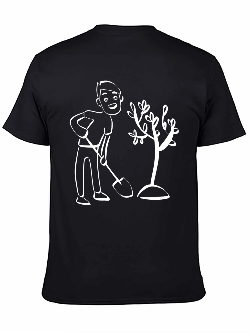 Cartoon Gardener Graphic T-Shirt - Black