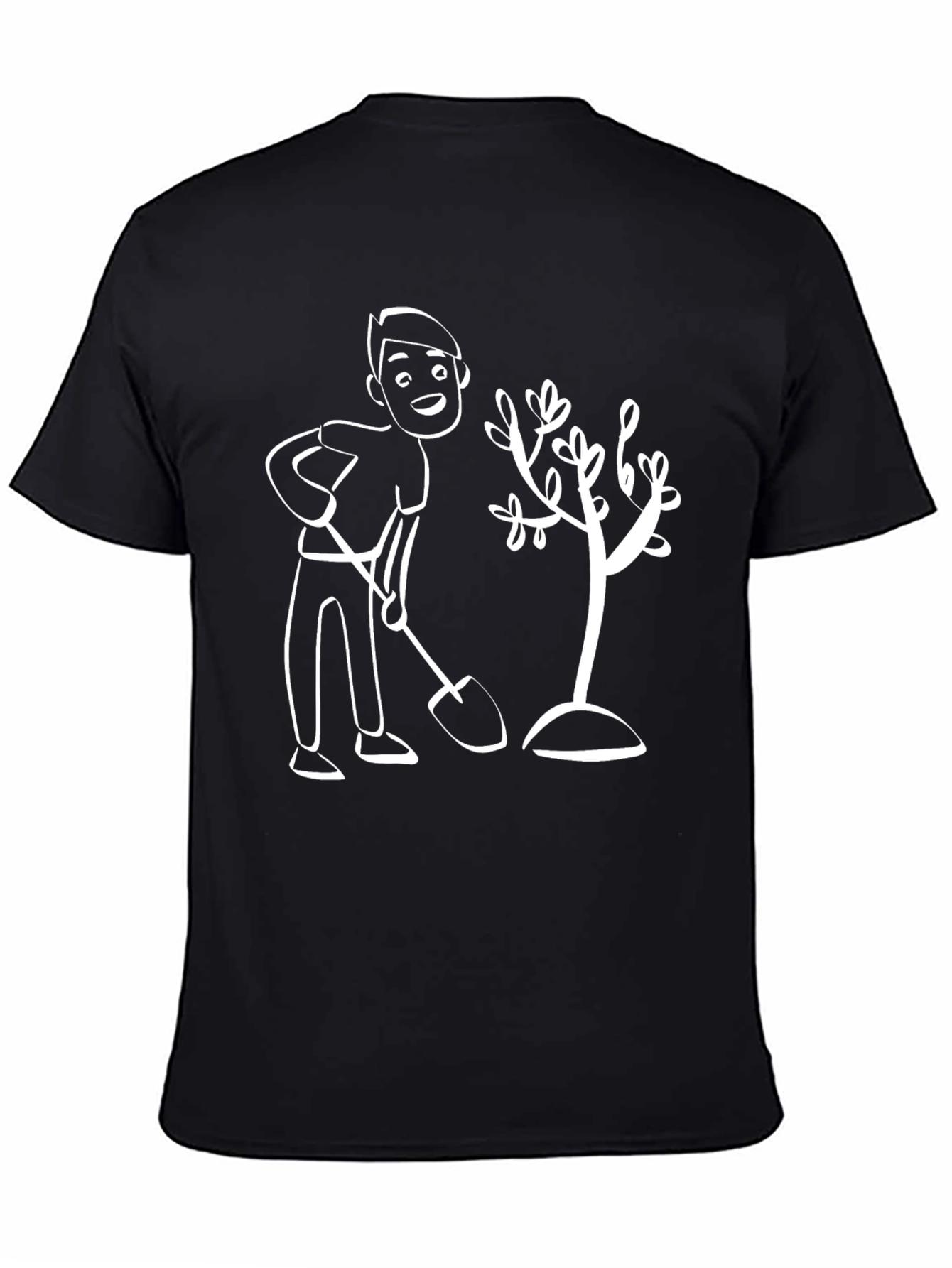 Cartoon Gardener Graphic T-Shirt - Black