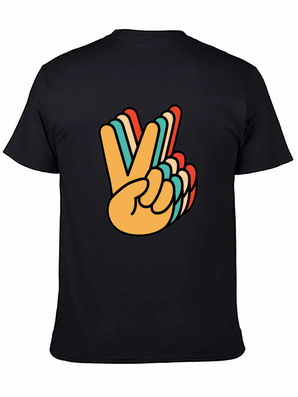 Retro Peace Sign Graphic Tee - Black Cotton T-Shirt