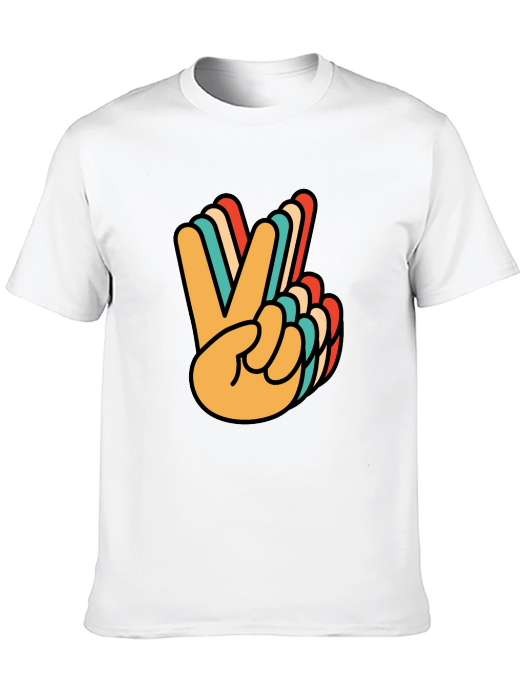 Retro Peace Sign Graphic Tee - Black Cotton T-Shirt