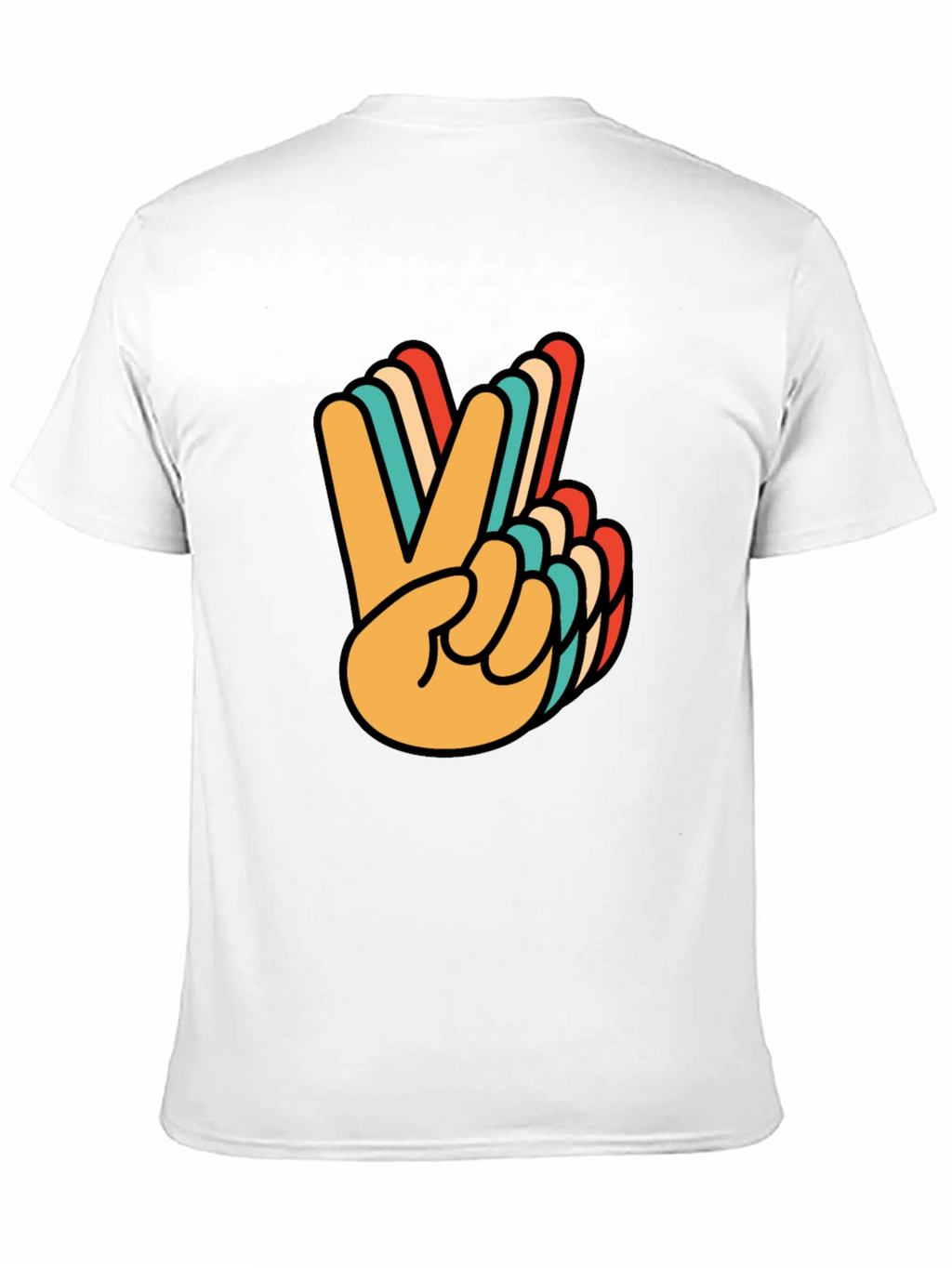 Retro Peace Sign Graphic Tee - Black Cotton T-Shirt