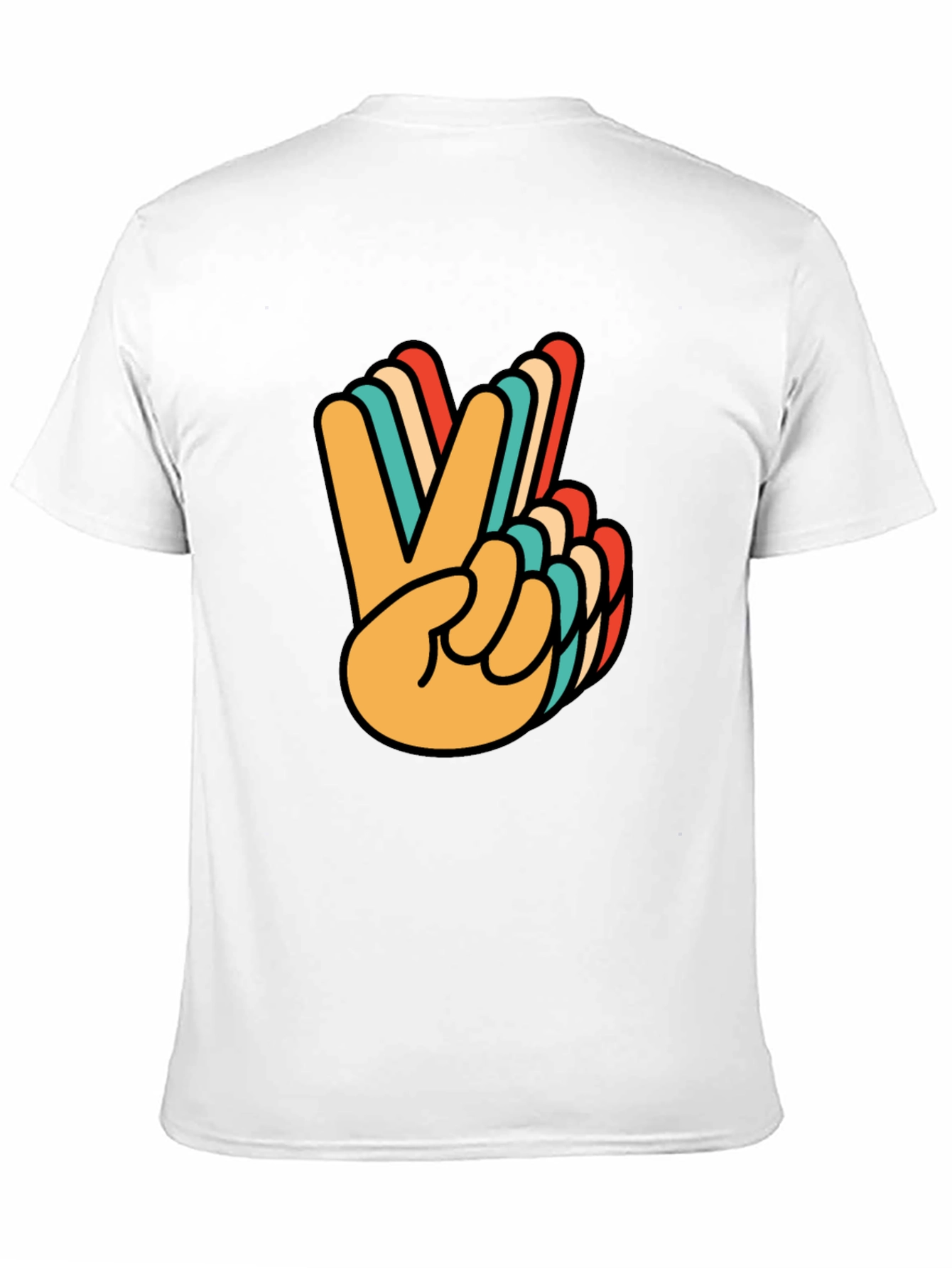 Retro Peace Sign Graphic Tee - Black Cotton T-Shirt
