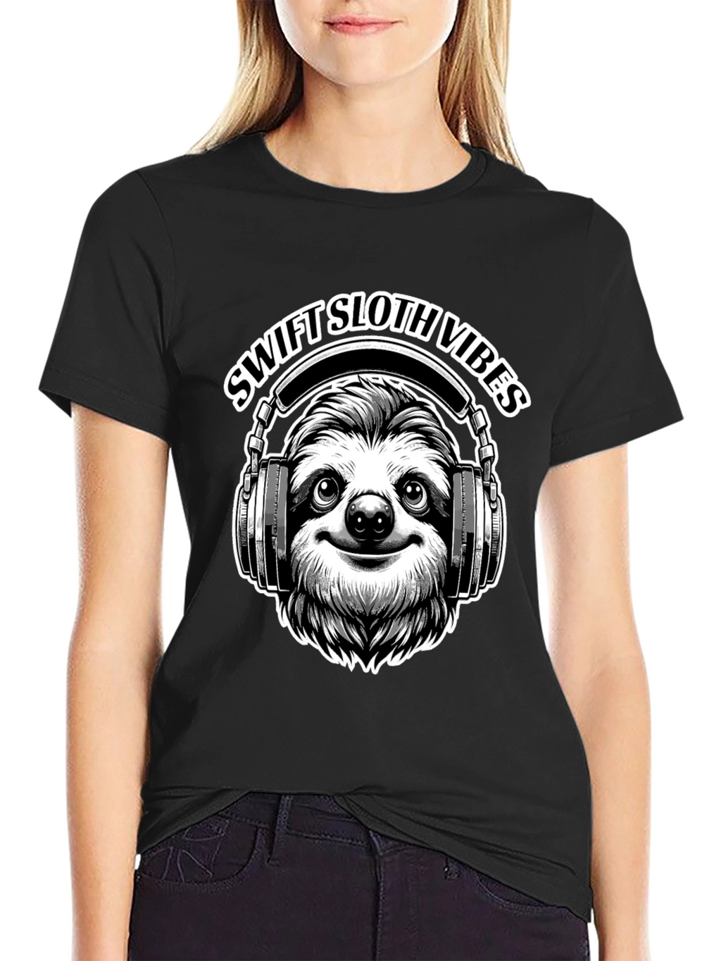 Swift Sloth Vibes Black T-Shirt