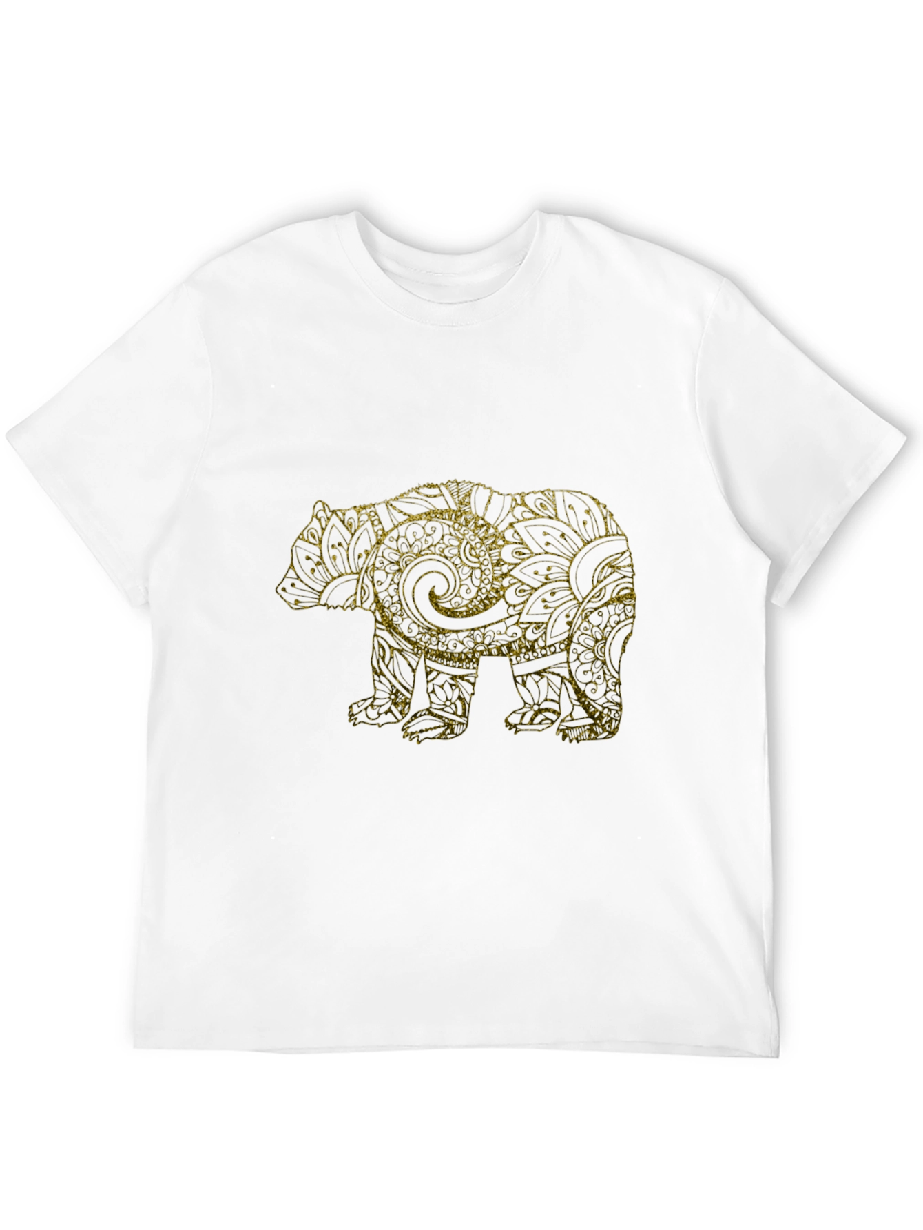 Black T-Shirt with Gold Bear Mandala