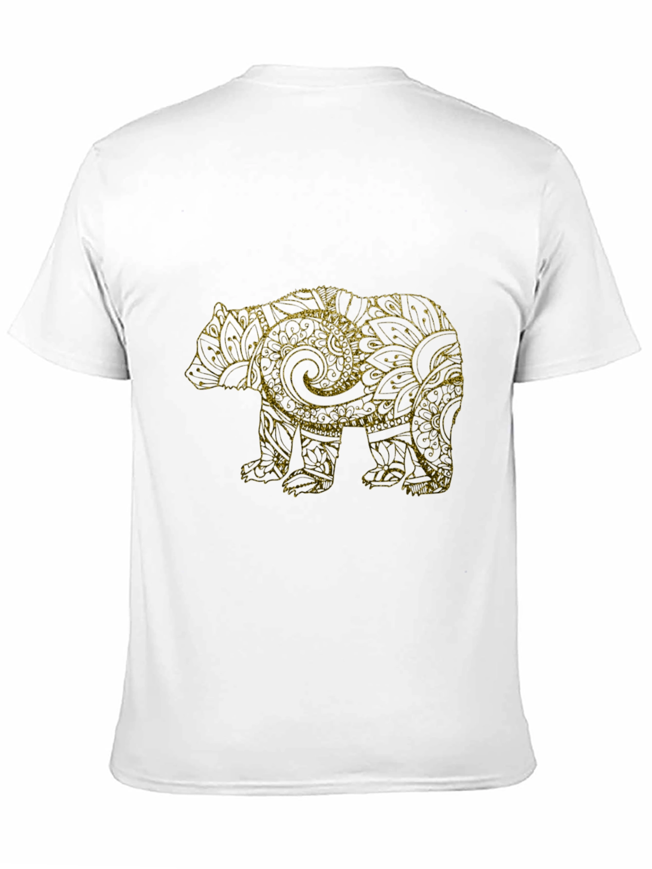 Black T-Shirt with Gold Bear Mandala