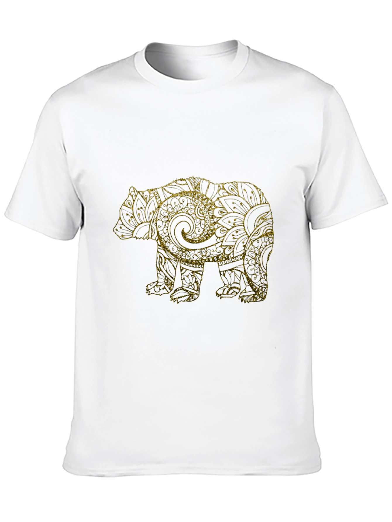 Black T-Shirt with Gold Bear Mandala
