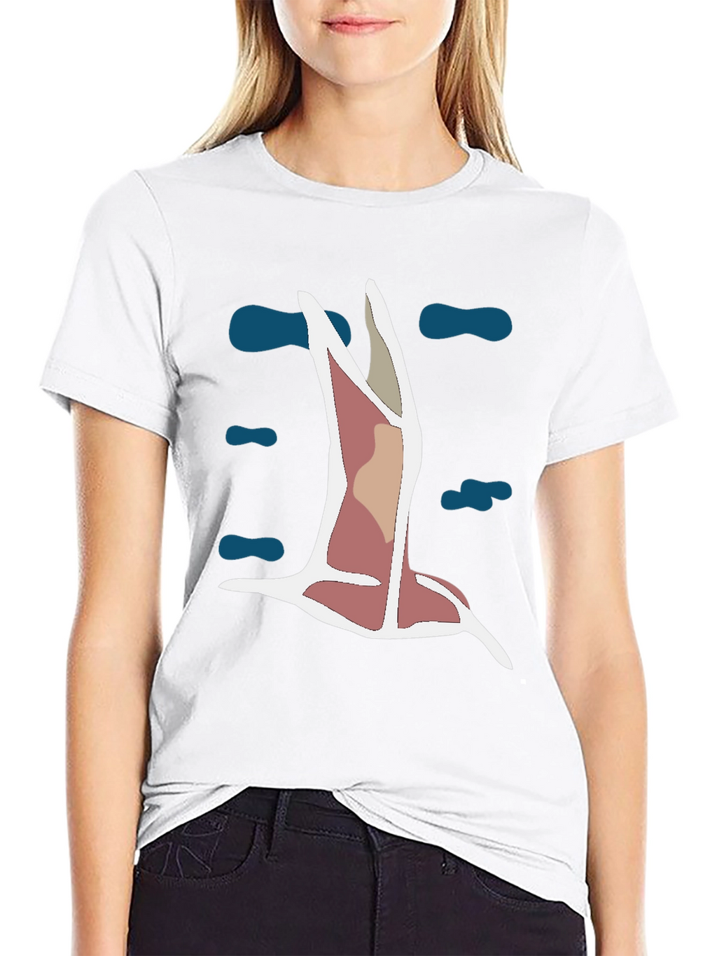 Abstract Bird Graphic Tee - Black Cotton Blend