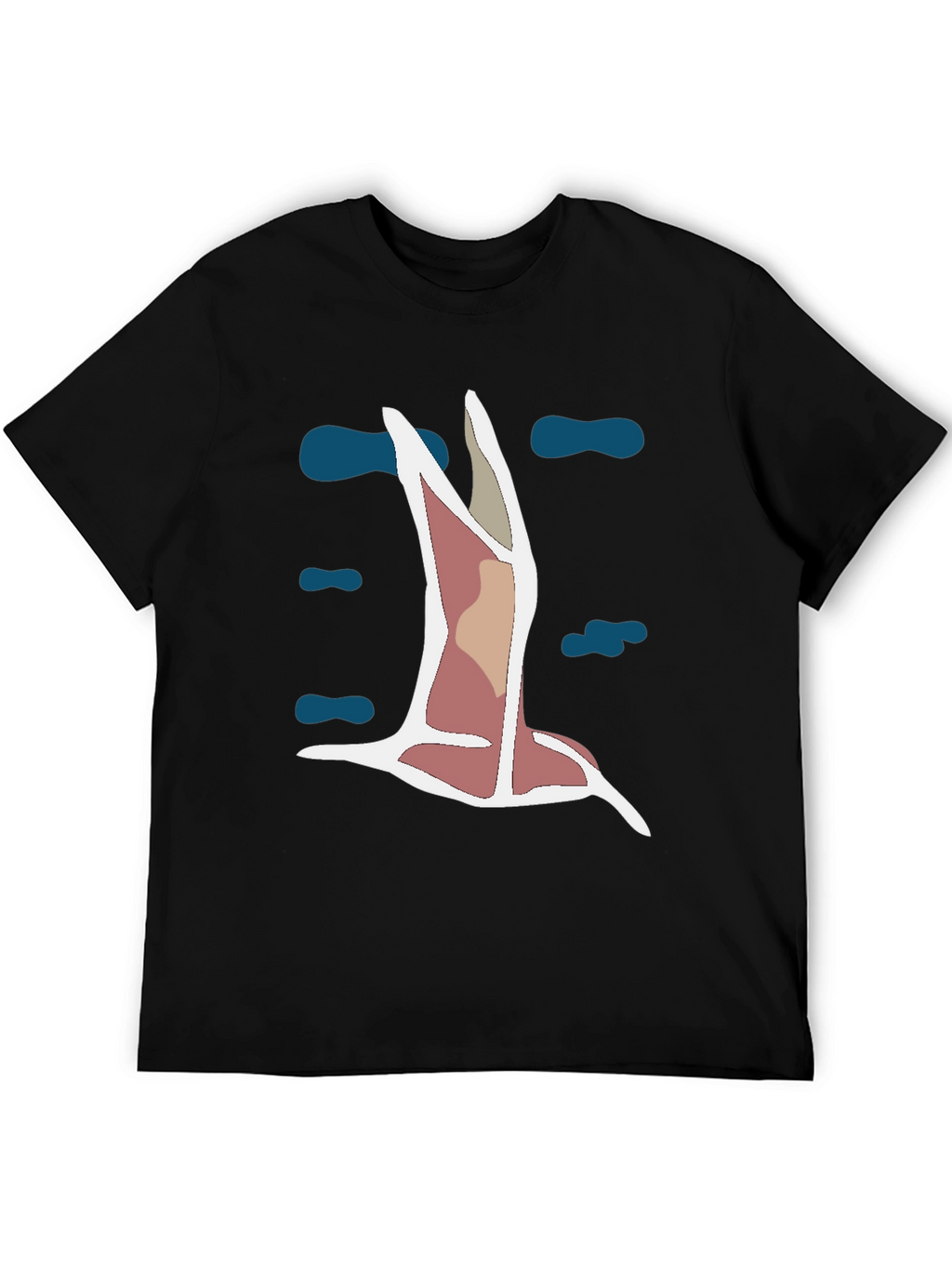 Abstract Bird Graphic Tee - Black Cotton Blend