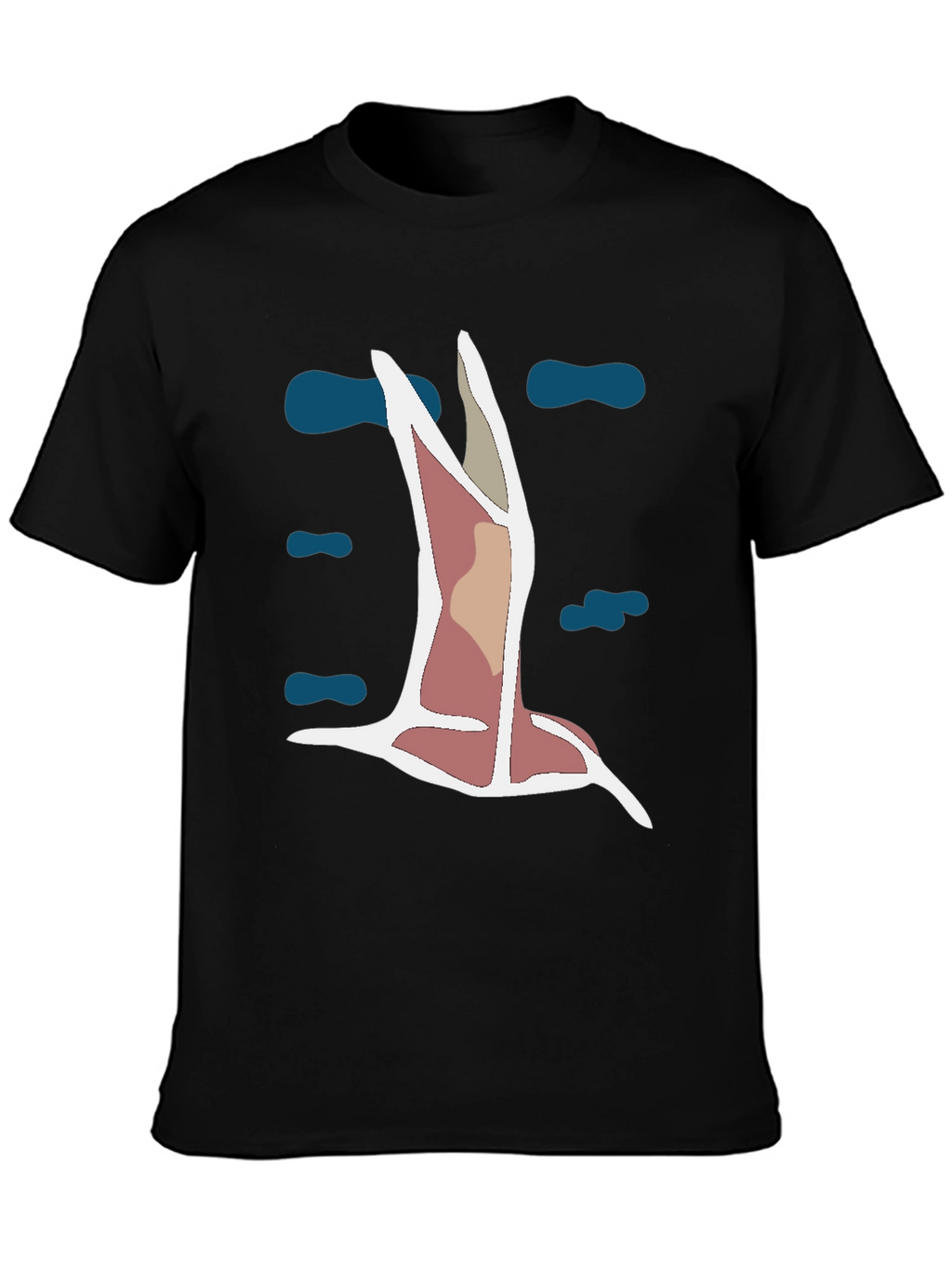 Abstract Bird Graphic Tee - Black Cotton Blend