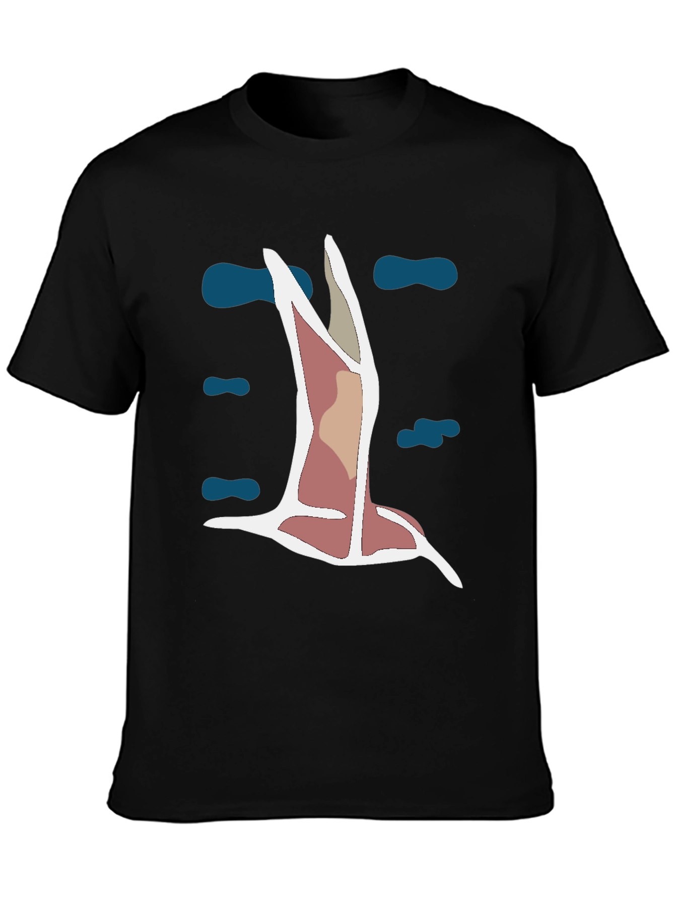 Abstract Bird Graphic Tee - Black Cotton Blend
