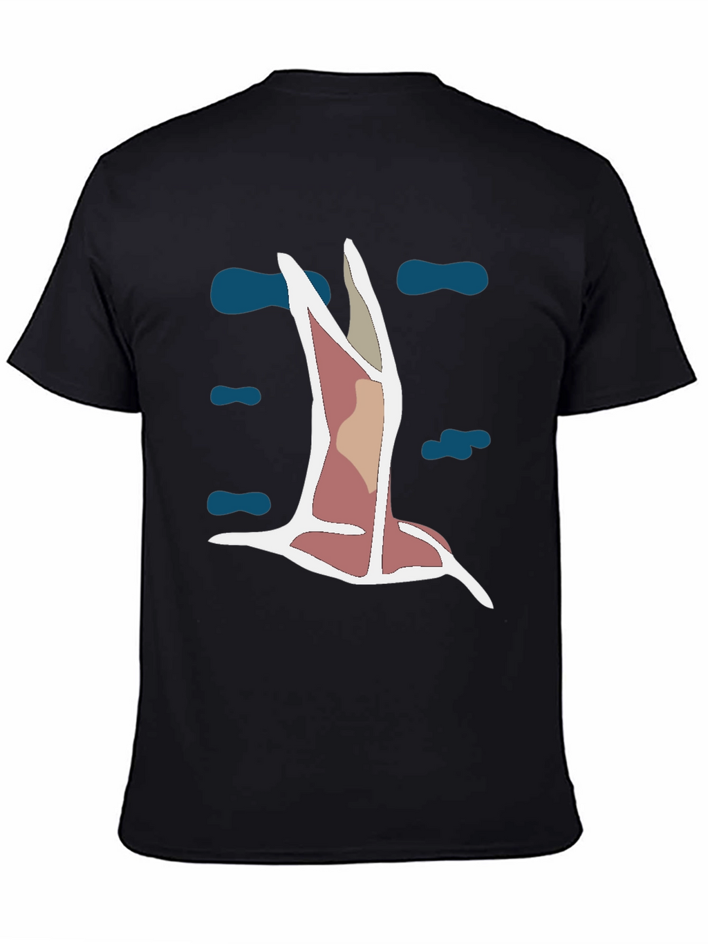 Abstract Bird Graphic Tee - Black Cotton Blend