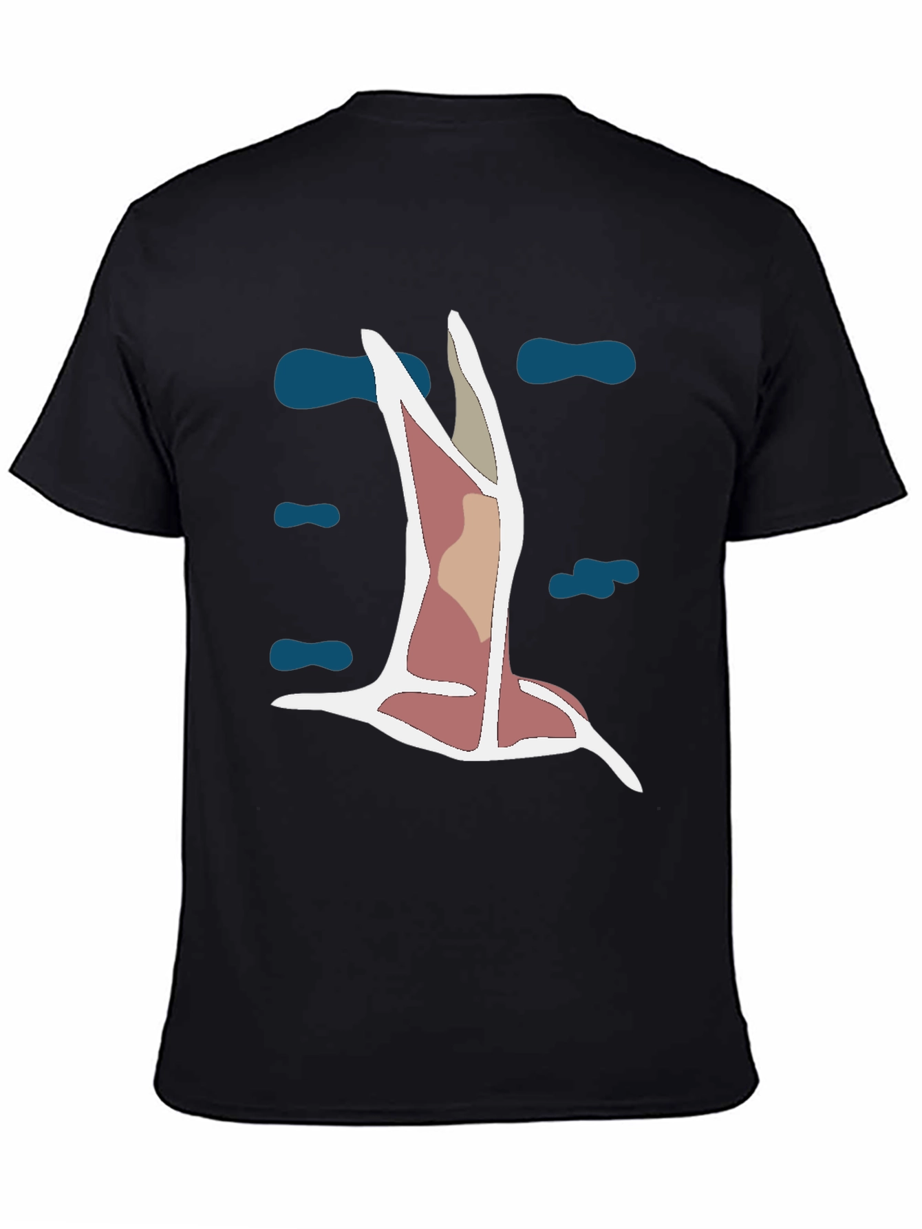 Abstract Bird Graphic Tee - Black Cotton Blend