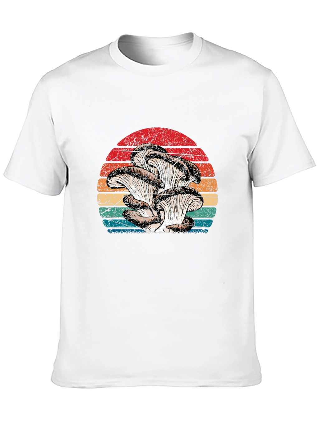 Retro Oyster Mushroom Sunset Graphic Tee - Black