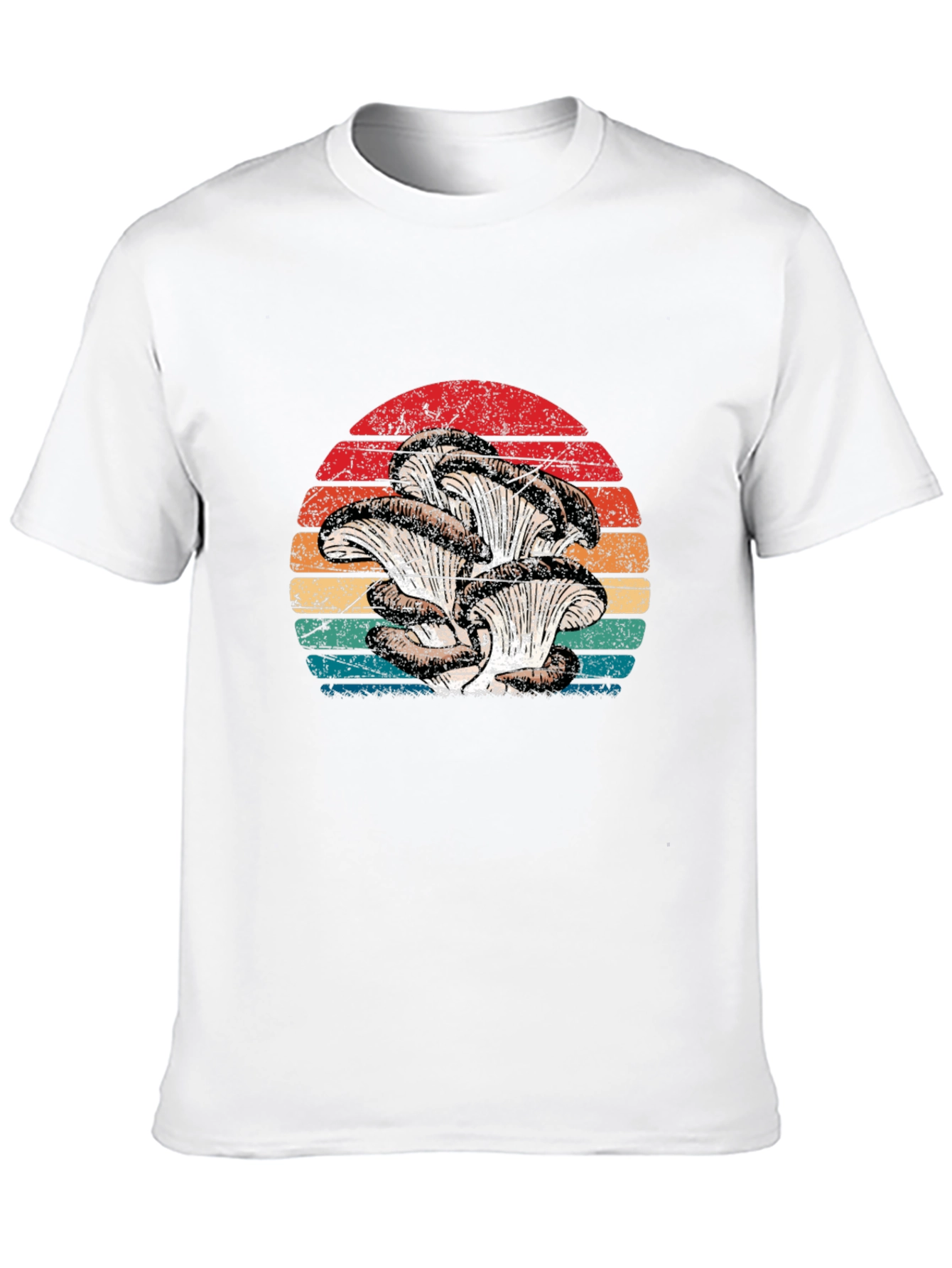 Retro Oyster Mushroom Sunset Graphic Tee - Black