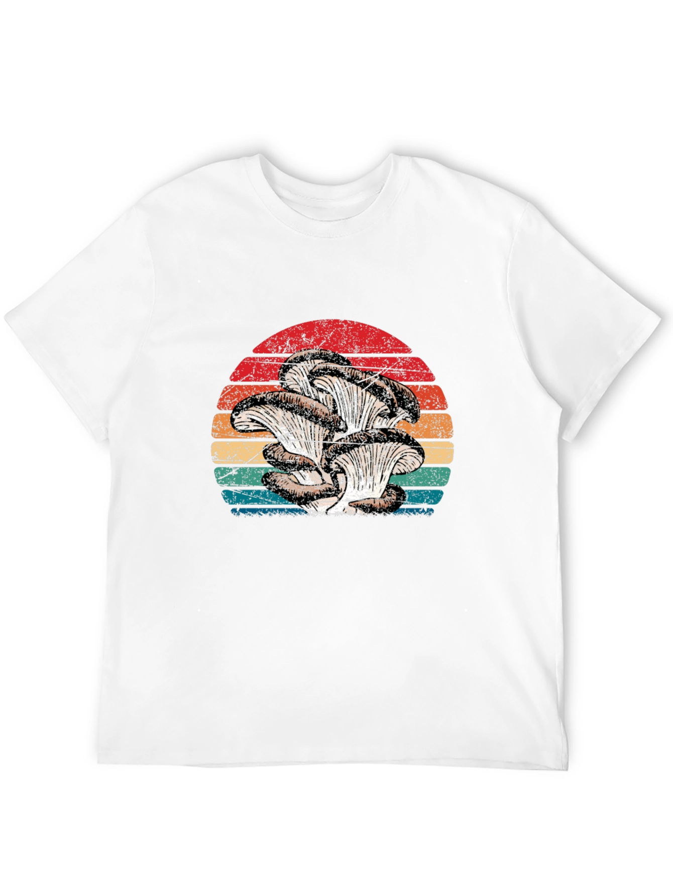 Retro Oyster Mushroom Sunset Graphic Tee - Black