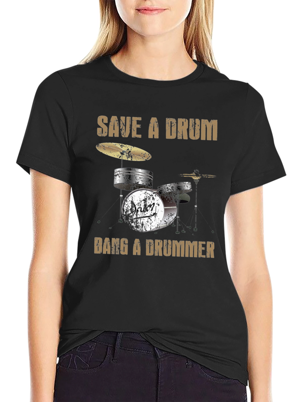 Save a Drum Bang a Drummer Graphic T-Shirt
