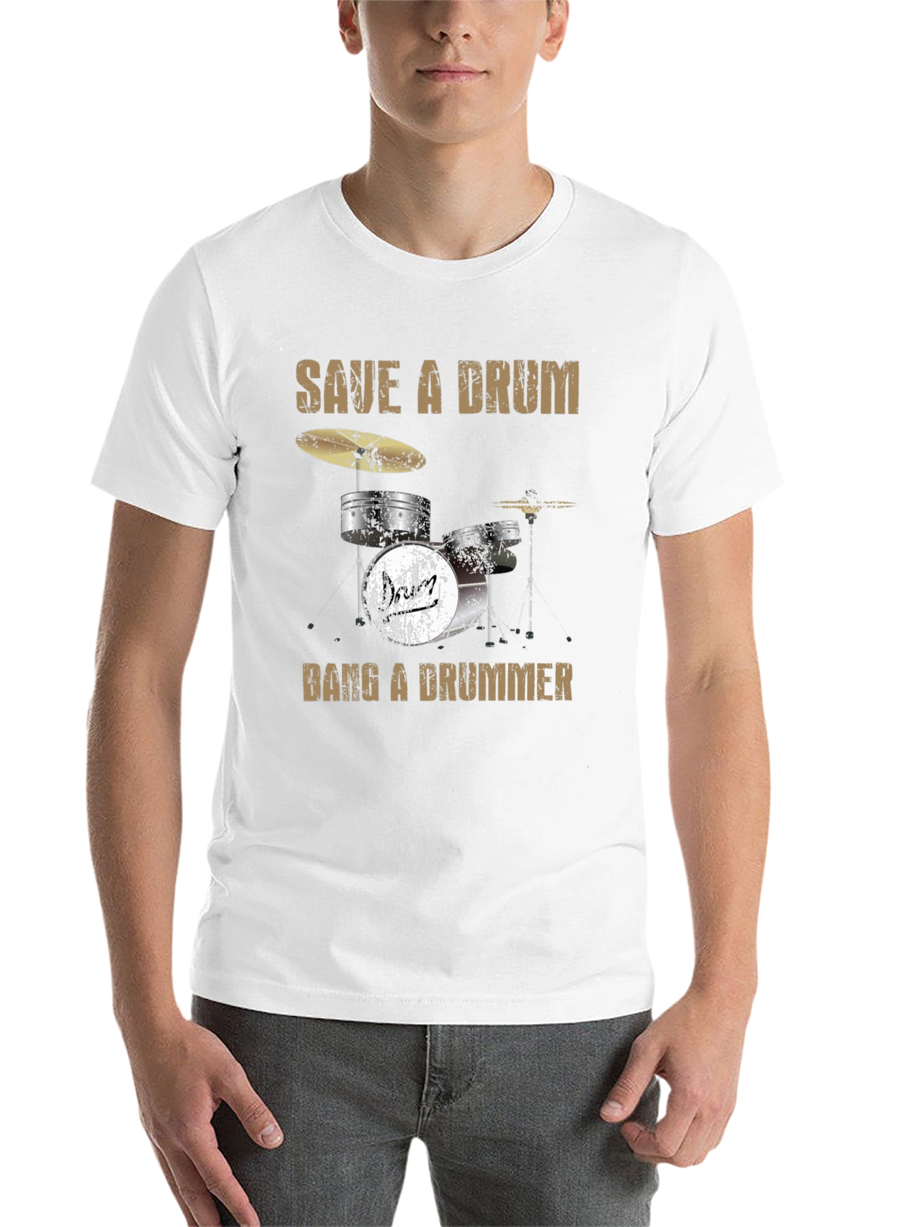 Save a Drum Bang a Drummer Graphic T-Shirt