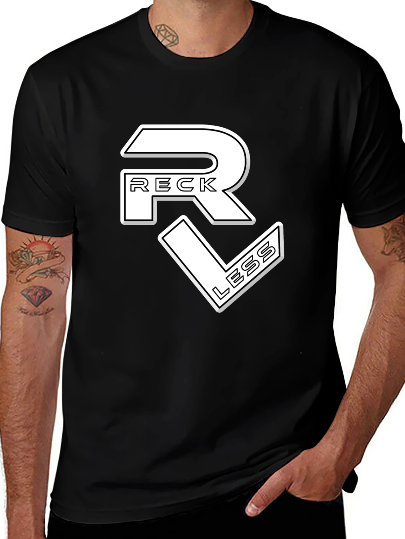 Reckless Graphic Print Black T-Shirt
