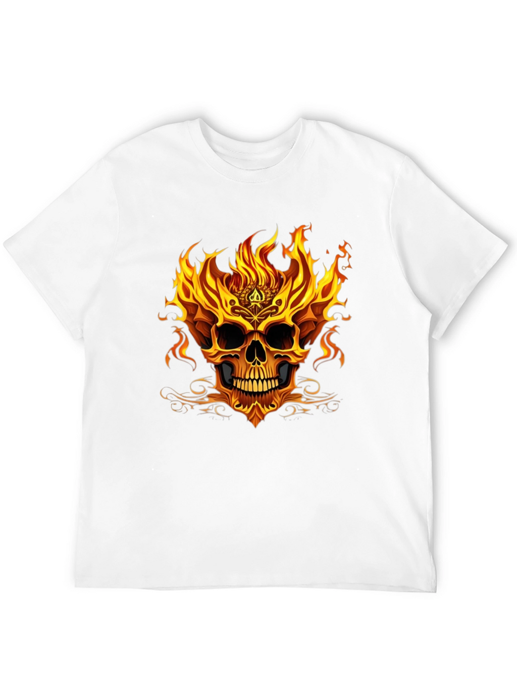 Flaming Skull Graphic Tee - Black T-Shirt
