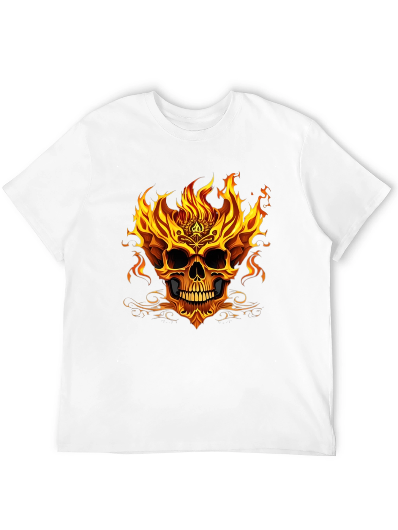 Flaming Skull Graphic Tee - Black T-Shirt