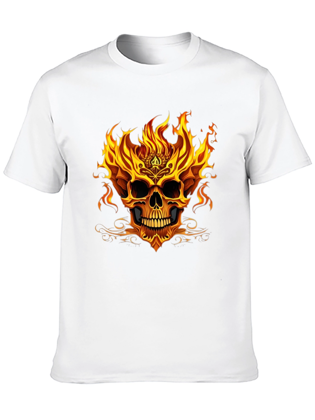 Flaming Skull Graphic Tee - Black T-Shirt