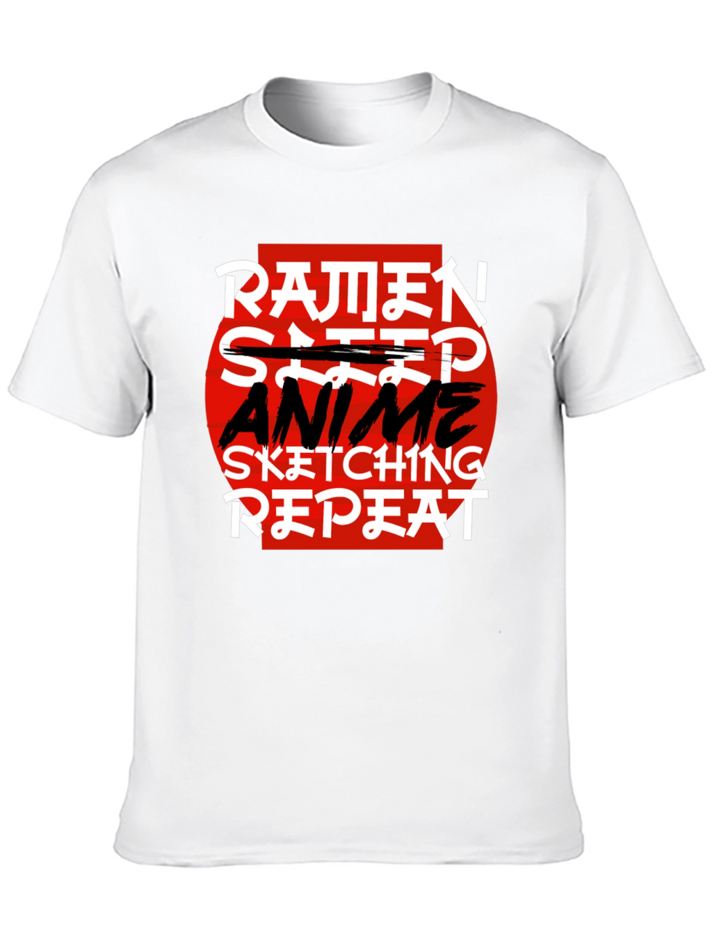 Ramen Anime Sketching Repeat Black T-Shirt