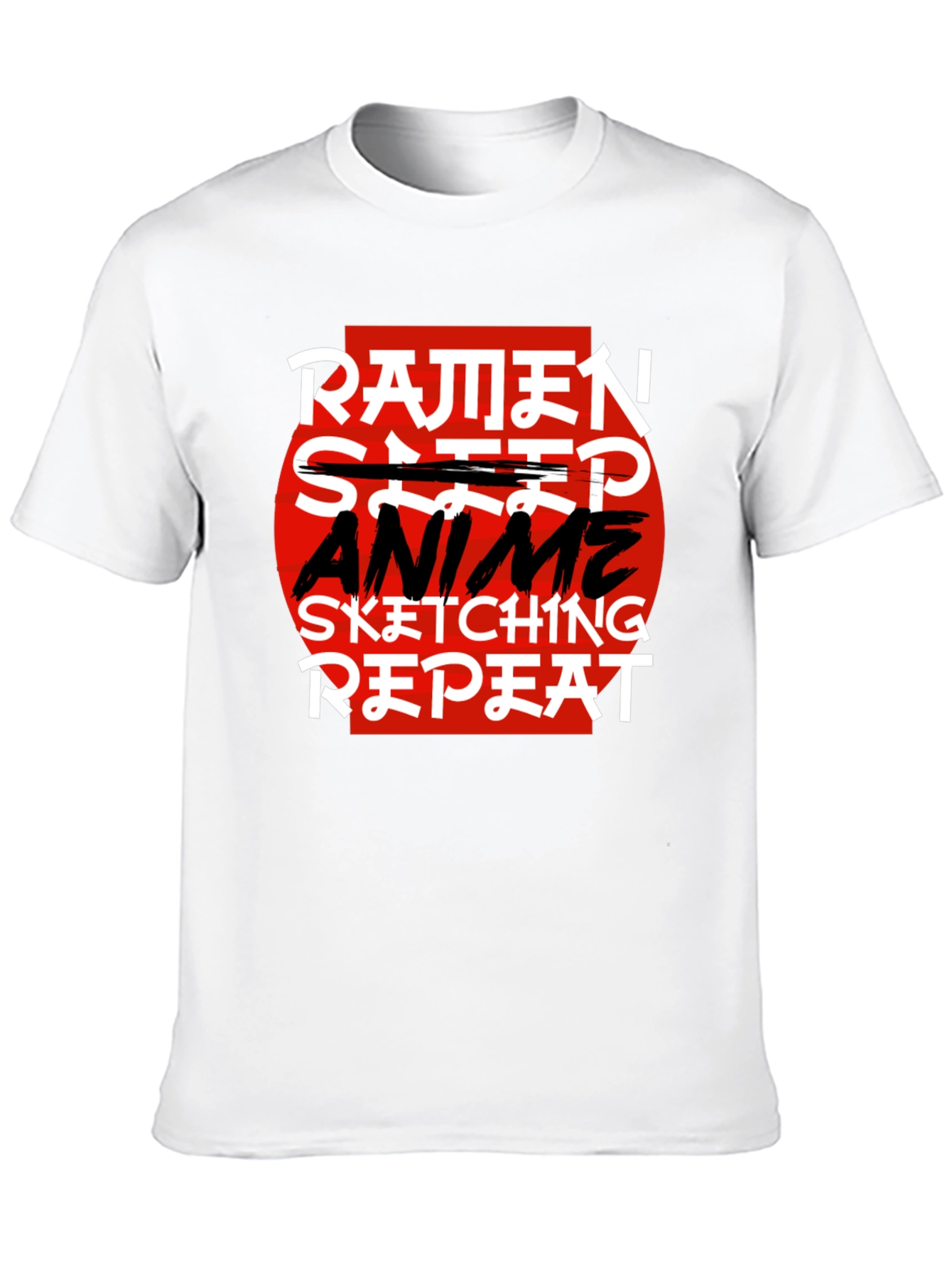 Ramen Anime Sketching Repeat Black T-Shirt