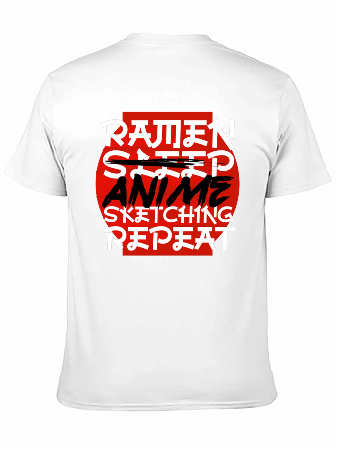 Ramen Anime Sketching Repeat Black T-Shirt