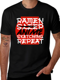 Ramen Anime Sketching Repeat Black T-Shirt
