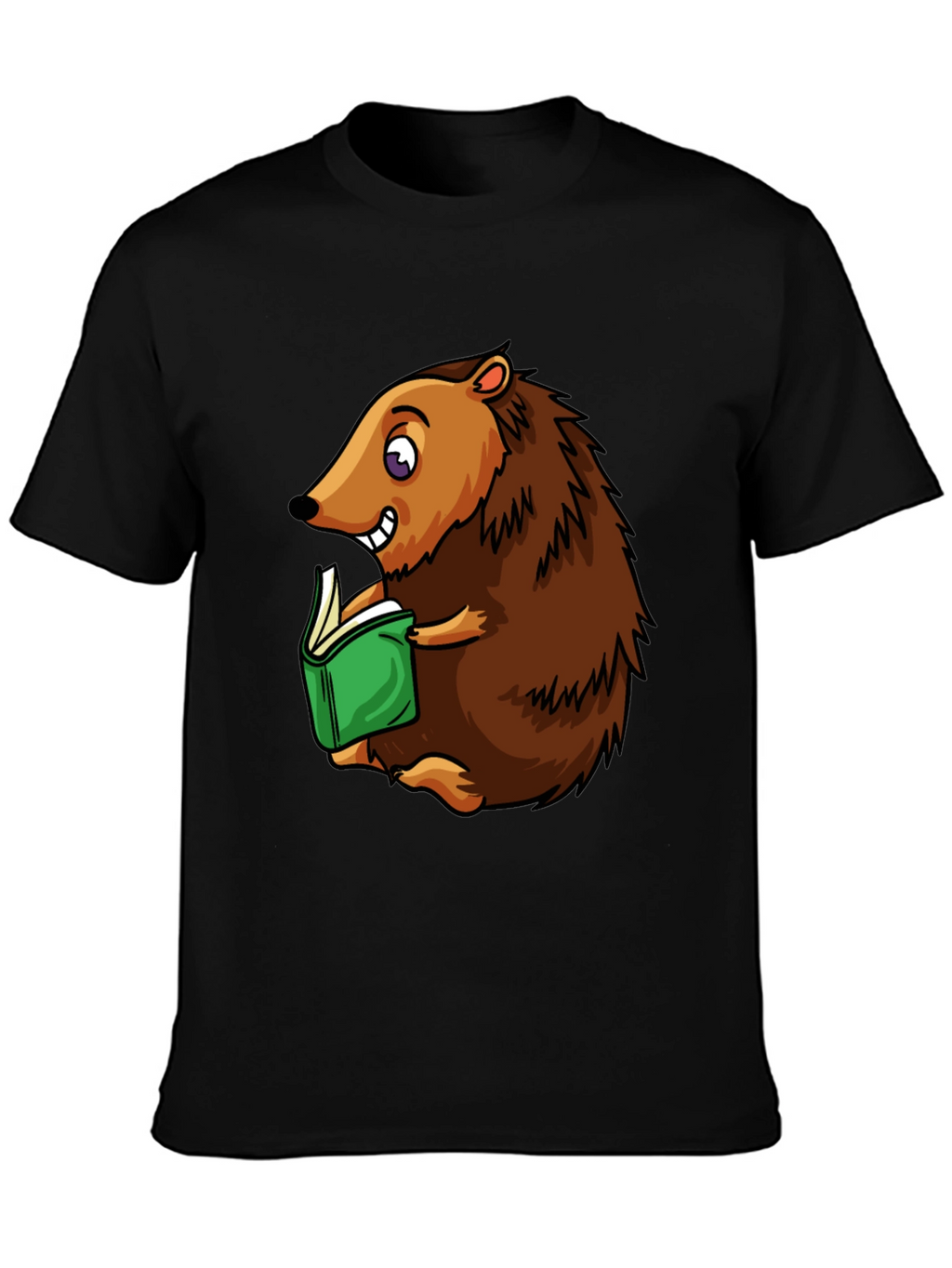 Hedgehog Reading T-Shirt - Cute Cartoon Animal Tee