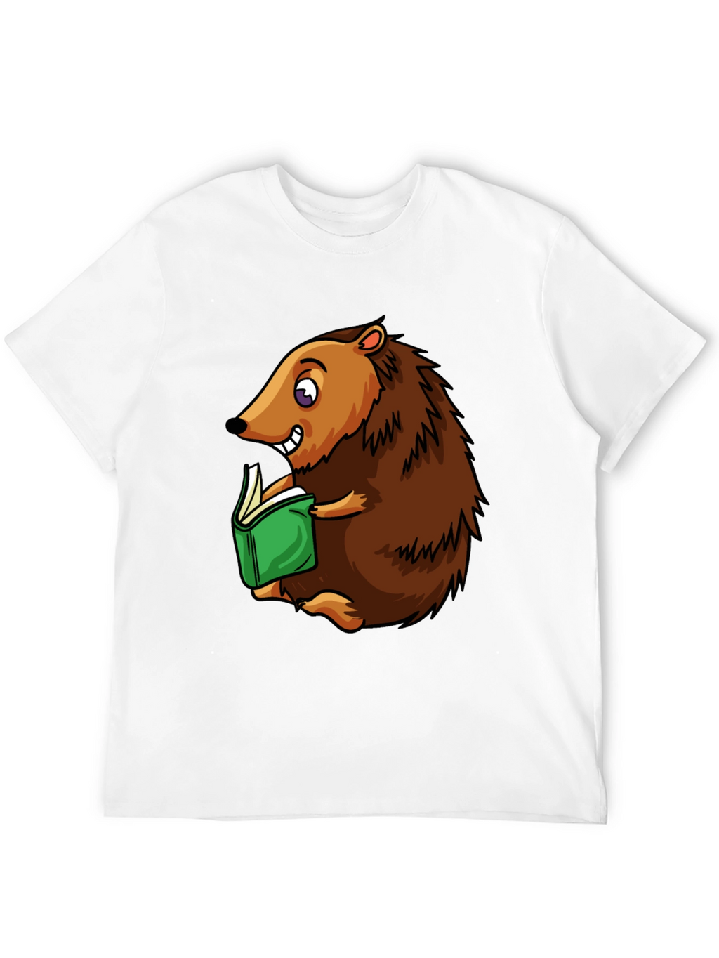 Hedgehog Reading T-Shirt - Cute Cartoon Animal Tee