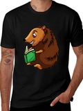 Hedgehog Reading T-Shirt - Cute Cartoon Animal Tee